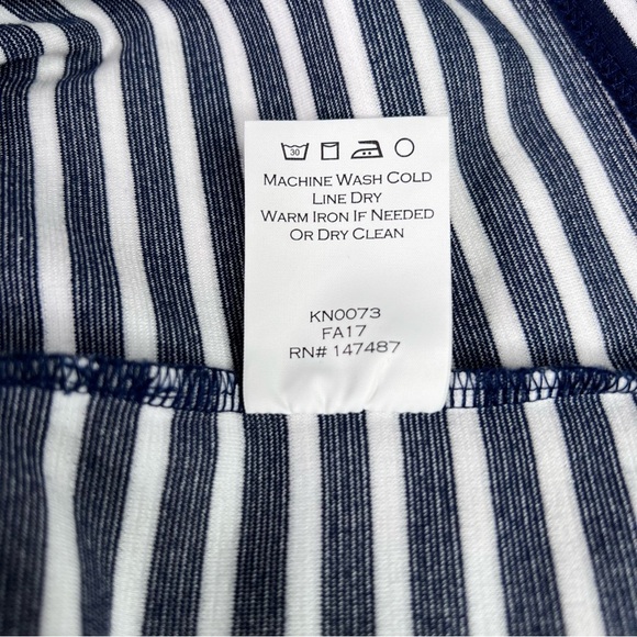 Draper James Sadler Navy White Stripe Bell Long Sleeve top Size Large - Picture 5 of 9